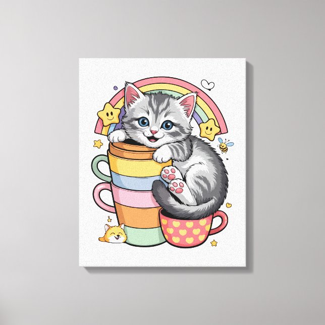 Paws und Regenbogen Leinwanddruck (Vorderseite)