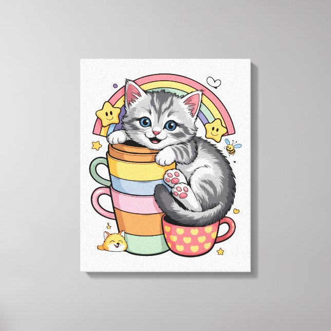 Paws und Regenbogen Leinwanddruck (Vorderseite)