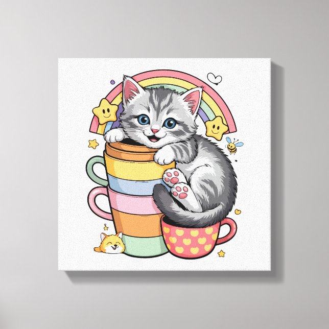 Paws und Regenbogen Leinwanddruck (Vorderseite)