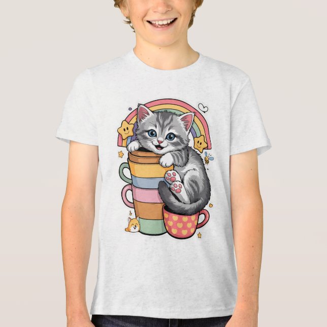 Paws und Regenbogen Tri-Blend Shirt (Vorderseite)
