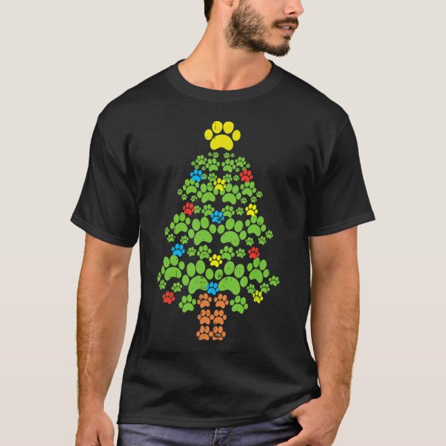 Paws Weihnachtsbaum Hund oder Katze mit Santa Ligh T-Shirt (Vorderseite)