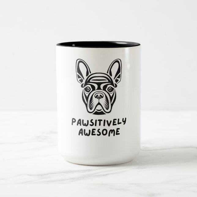 Pawsistisch Phantastischer Bulldog Zweifarbige Tasse (Mittel)