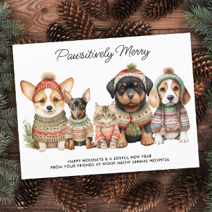 Pawsitiv frohe Weihnachtshunde Katze Pet Business Feiertagspostkarte