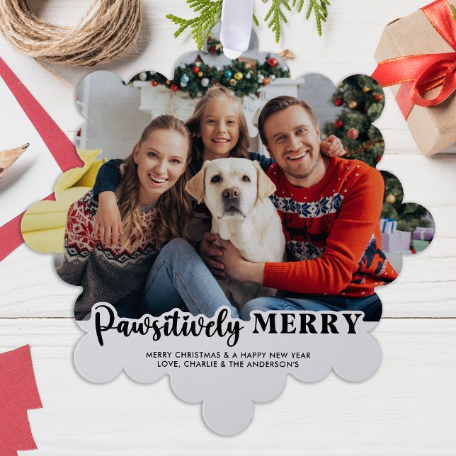 Pawsitiv fröhliches, modernes, individuelles Foto  Ornament Karte (Von Creator hochgeladen)