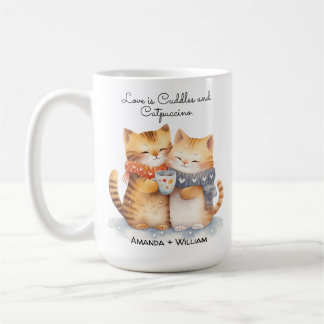 Pawsitiv in der Liebe Niedlich Chat Cuddle Cartoon Kaffeetasse