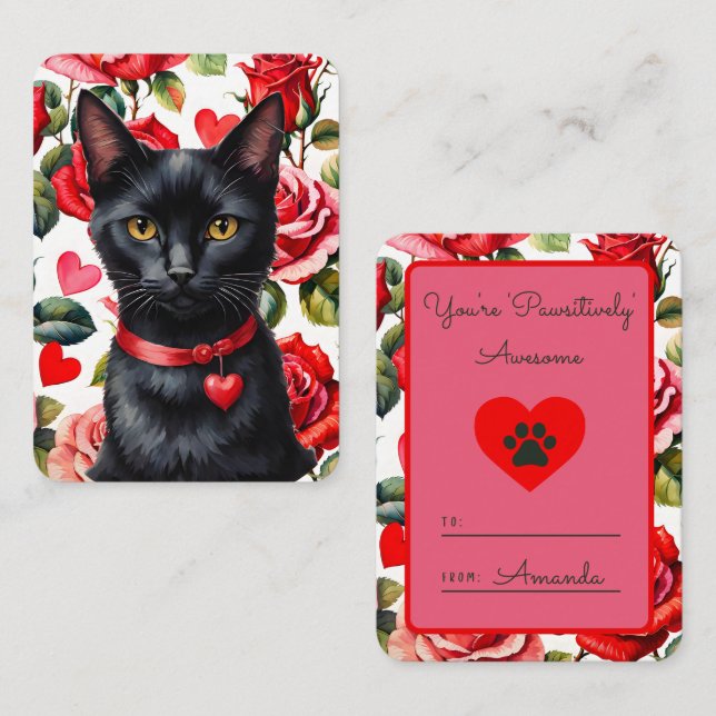 Pawsitiv Phantastischer Black Cat-Klassenzimmer Va Mitteilungskarte (Vorne/Hinten)