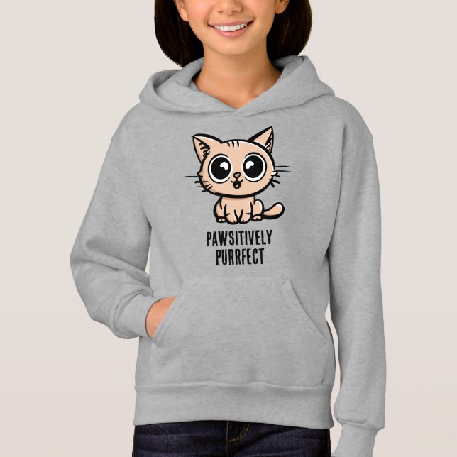 Pawsitiv Purfect, schöne Manga Kitten Hoodie (Vorderseite)