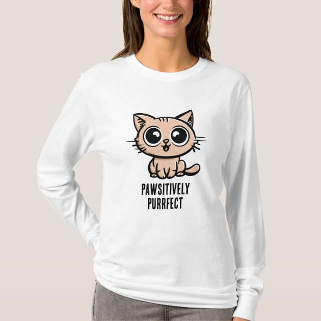Pawsitiv Purfect, schöne Manga Kitten T-Shirt (Vorderseite)