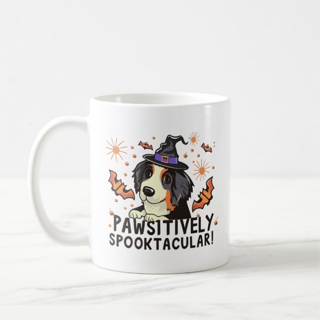Pawsitiv Spooktacular! - Halloween Bernese Dog Kaffeetasse (Links)