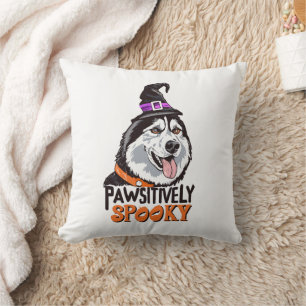 Pawsitiv Spooky Wasserfarbe Halloween Husky Hund Kissen