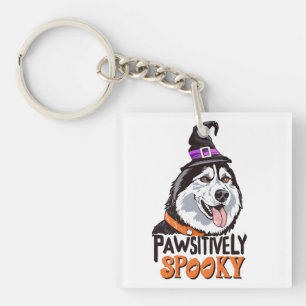 Pawsitiv Spooky Wasserfarbe Halloween Husky Hund Schlüsselanhänger