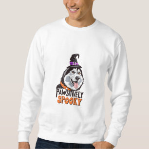 Pawsitiv Spooky Wasserfarbe Halloween Husky Hund Sweatshirt
