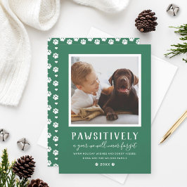 Pawsitiv unvergessliches Jahr Grünen Hund Foto Feiertagskarte