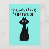 Pawsitive CatCute Cat Humor Black Teal