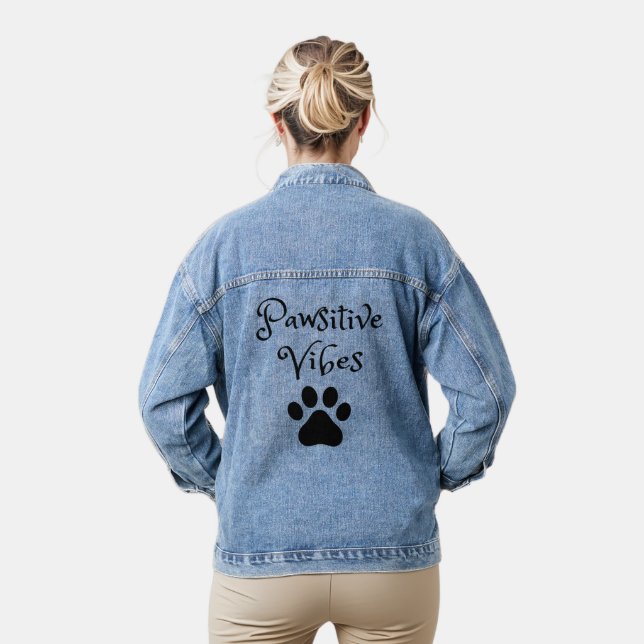 Pawsitive Positive Vibes Katzenpaw-Hundespange Jeansjacke (Modell)
