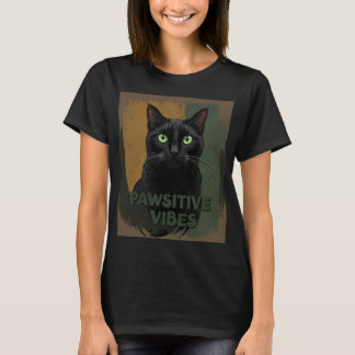 Pawsitive Vibes Black Cat T - Shirt