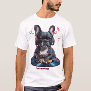 Pawsitive Vibes - Französische Bulldogge Musik T-Shirt