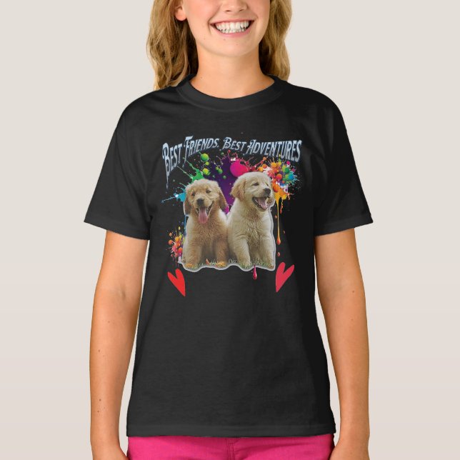 Pawsitive Vibes Only: Two Pups, Endless Adventures T-Shirt (Vorderseite)
