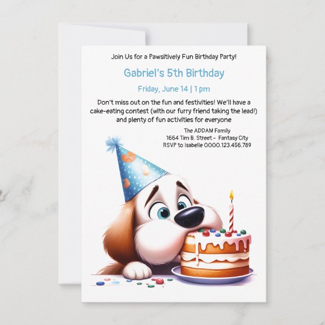 Pawsitively Fun Birthday Einladung (Vorderseite)