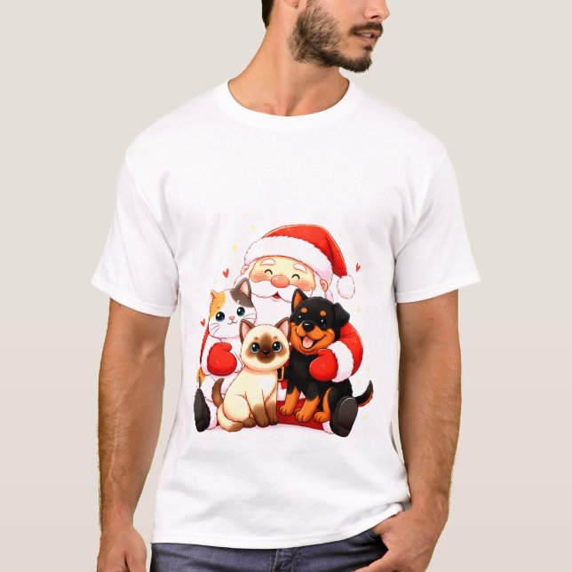 Pawsitively Huggable: Santa’s Snuggle Squad T-Shirt (Vorderseite)
