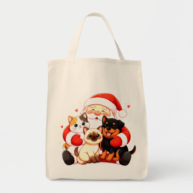 Pawsitively Huggable: Santa’s Snuggle Squad Tragetasche (Vorne)