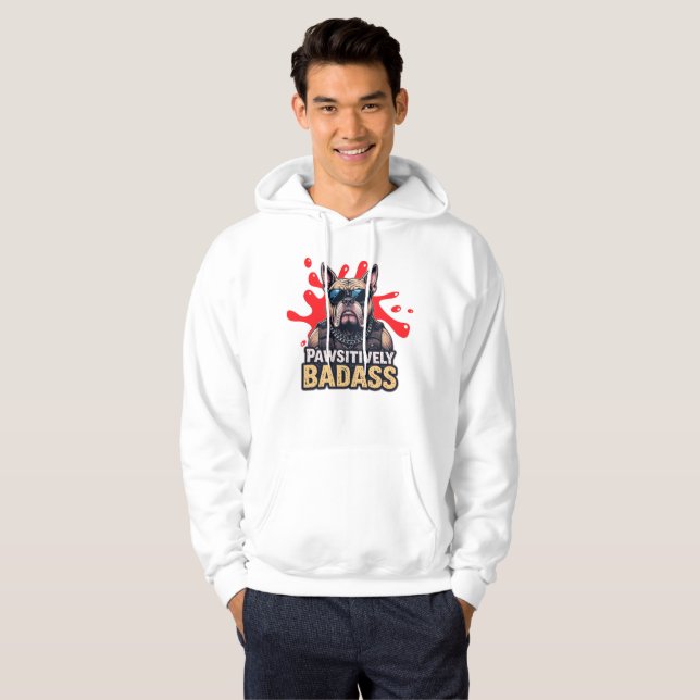 Pawsively Badass Bulldog Cool Funny Dog Sweet Hoodie (Vorne ganz)