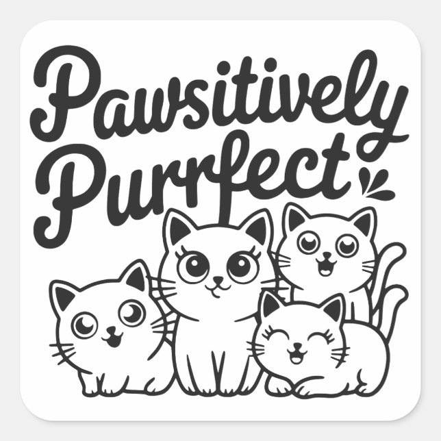 Pawsivitiv refektive Katzen Quadratischer Aufkleber (Vorderseite)
