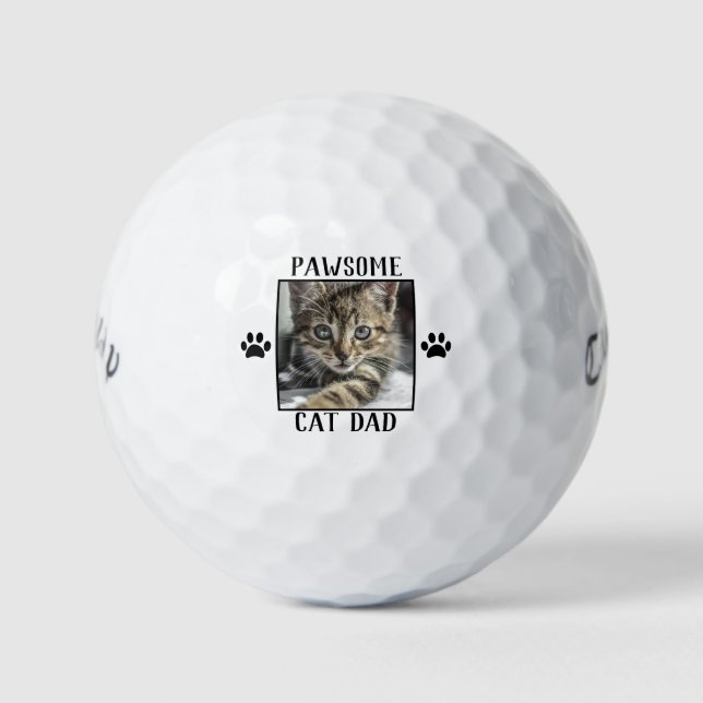 Pawsome Cat Vater Paw Prints Cat's Foto Golfball (Vorderseite)