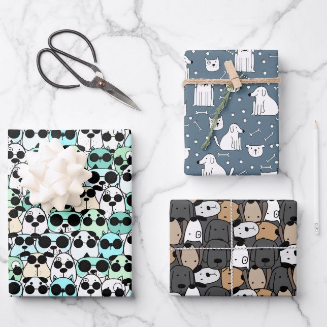 Pawsome Dogs Parade Geschenkpapier Set (Vorderseite)
