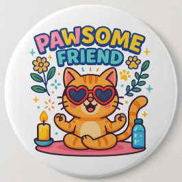 Pawsome Friend Because Every Cat Deserves Love Button