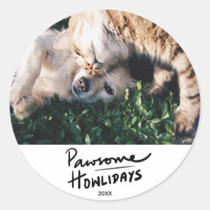 Pawsome Howlidays lustiger HundeThemed Runder Aufkleber