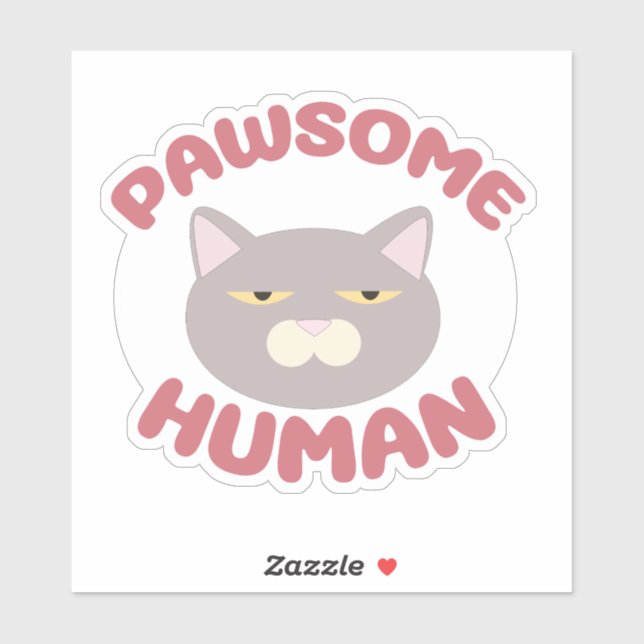 Pawsome Human Funny Cat Head Cartoon Design Aufkleber (Blatt)