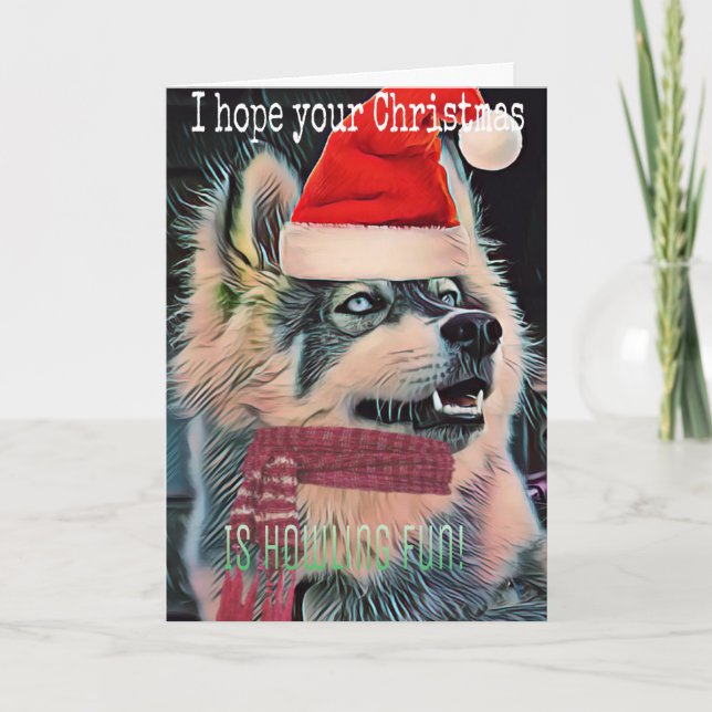 Pawsome Husky Frohe Weihnachtsgrußkarte Feiertagskarte (Vorderseite)