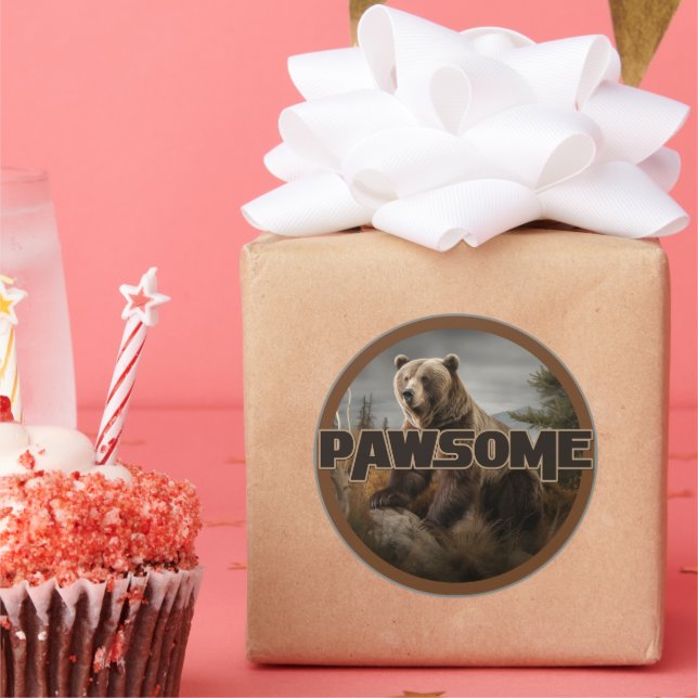 Pawsome Runder Aufkleber (Party)