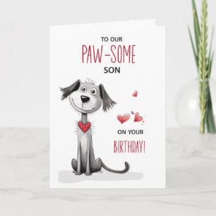 Pawsome Son Dog Lover Whimsical Birthday Karte
