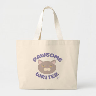 Pawsome Writer Epic Author Cat Character Jumbo Stoffbeutel