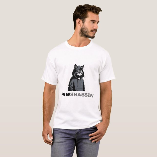 Pawssassin – Funny Cat Ninja T-Shirt for Pet Lover (Devant entier)