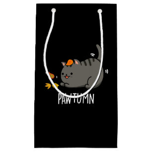 Pawtumn niedlich Autumn Kitty Cat Pun Dark BG Kleine Geschenktüte