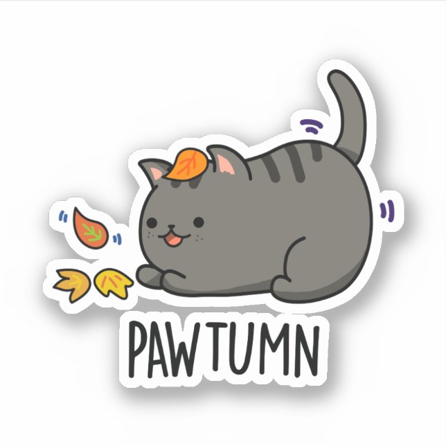 Pawtumn niedlich Herbst Kitty Cat Pub Aufkleber (Vorderseite)