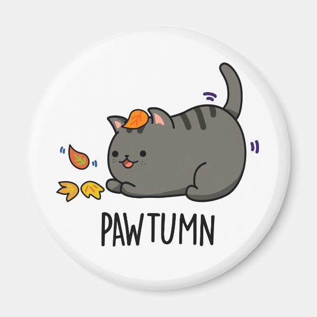 Pawtumn niedlich Herbst Kitty Cat Pub Magnet (Vorne)