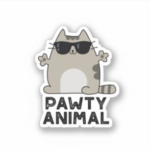 Pawty Animal Funny Party Cat Puff Aufkleber