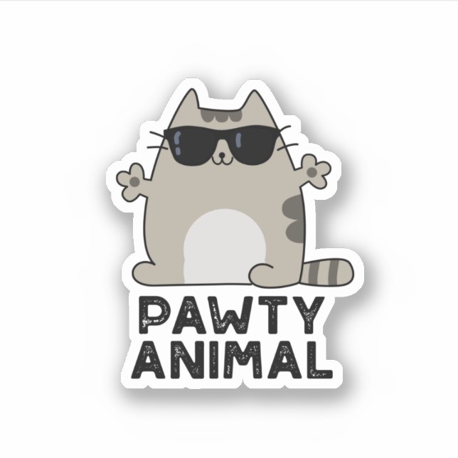 Pawty Animal Funny Party Cat Puff Aufkleber (Vorderseite)