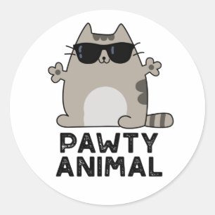 Pawty Animal Funny Party Cat Puff Runder Aufkleber