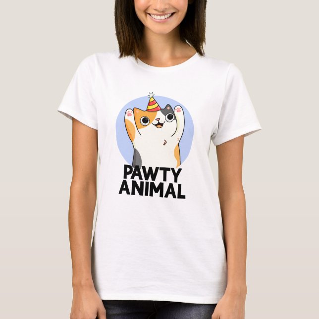 Pawty Animal Funny Party Cat Puff T-Shirt (Vorderseite)