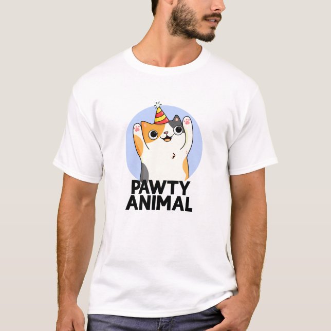 Pawty Animal Funny Party Cat Puff T-Shirt (Vorderseite)