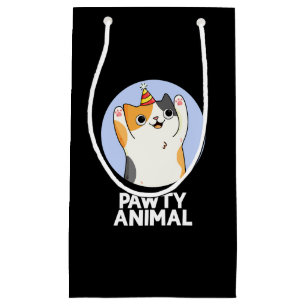Pawty Animal Funny Party Cat Pun Dark BG Kleine Geschenktüte