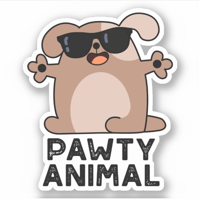 Pawty Animal Funny Party Dog Puff Aufkleber (Vorderseite)