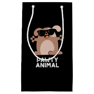 Pawty Animal Funny Party Dog Pun Dark BG Kleine Geschenktüte