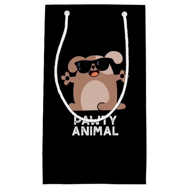 Pawty Animal Funny Party Dog Pun Dark BG Kleine Geschenktüte (Vorderseite)