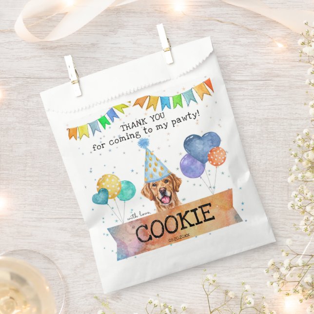 Pawty Golden Retriever Danke Leckerei Party Geschenktütchen (Ausgeschnitten)